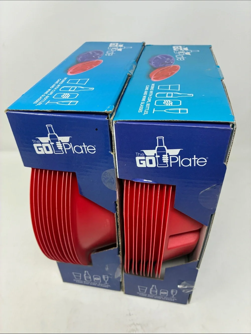 (2 Pack) The GO Plate BPA-Free Red Clip-On Plate and Cup Holder - 10 Pack